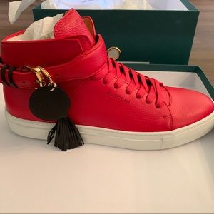 BUSCEMI 100MM TASSLE RED LEATHER SNEAKERS